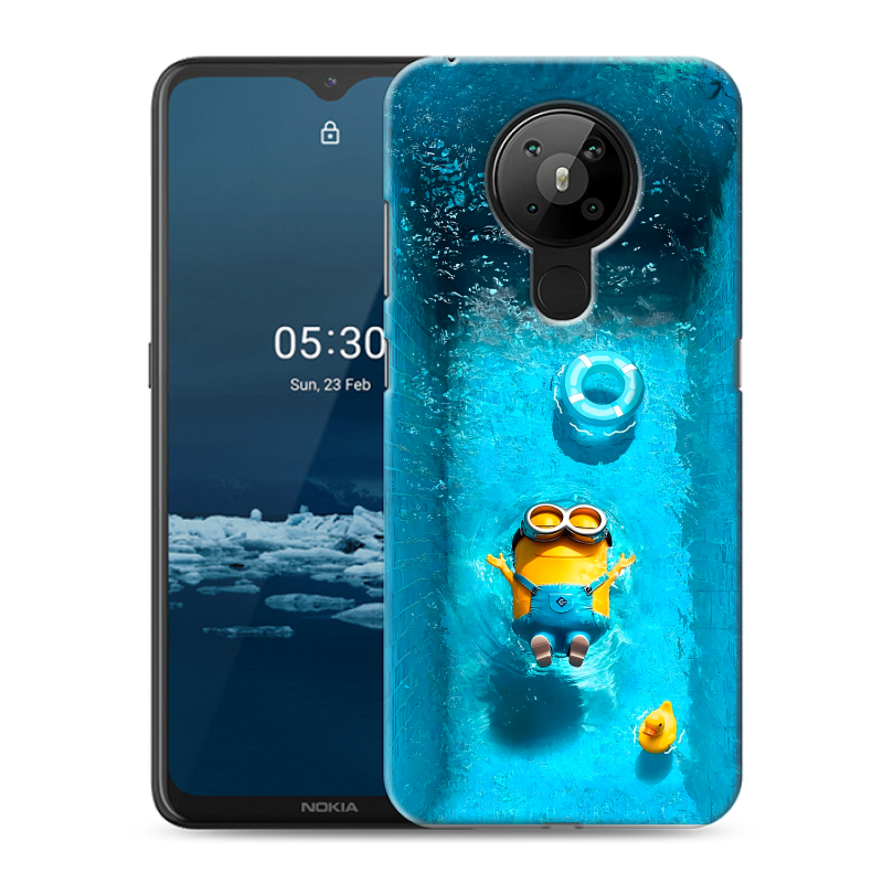 Силиконовый противоударный чехол на Nokia 5.3 с принтом Миньоны Силиконовый противоударный чехол на Nokia 5.3 с принтом Миньоны