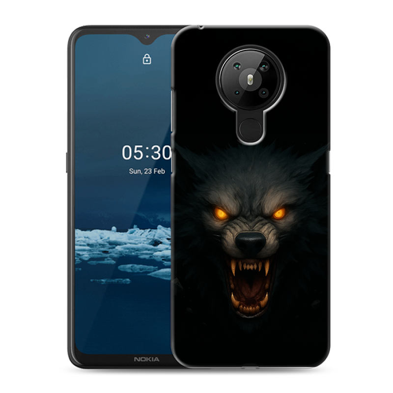 Силиконовый противоударный чехол на Nokia 5.3 с принтом Волк Силиконовый противоударный чехол на Nokia 5.3 с принтом Волк