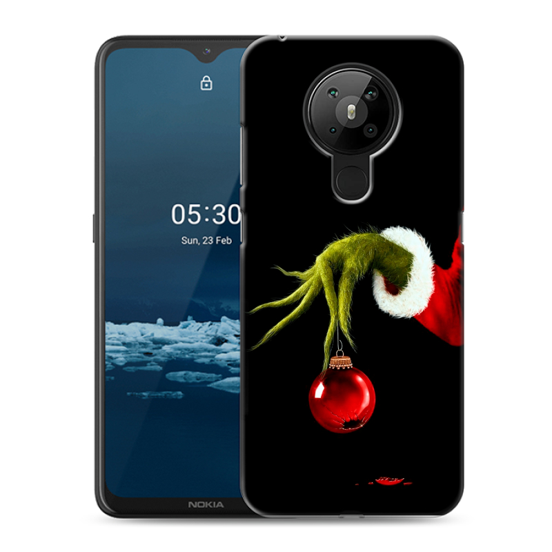 Силиконовый противоударный чехол на Nokia 5.3 с принтом Новый год Гринч Силиконовый противоударный чехол на Nokia 5.3 с принтом Новый год Гринч
