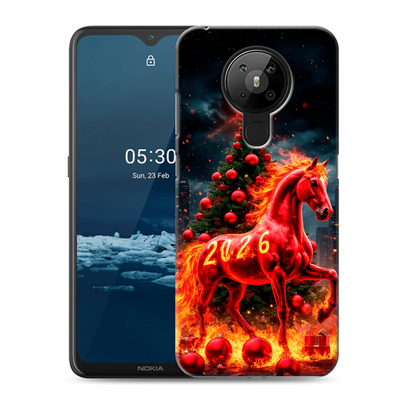 Силиконовый противоударный чехол на Nokia 5.3 с принтом Новый год Силиконовый противоударный чехол на Nokia 5.3 с принтом Новый год