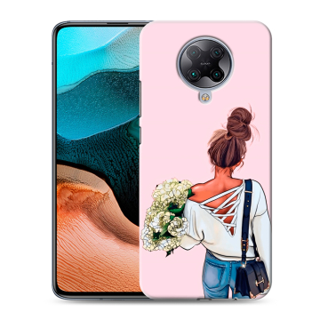 Силиконовый чехол на Xiaomi RedMi K30 Pro с принтом Девушка и букет Силиконовый чехол на Xiaomi RedMi K30 Pro с принтом Девушка и букет