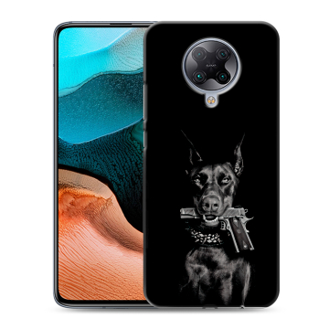 Силиконовый чехол на Xiaomi RedMi K30 Pro с принтом Доберман и пистолет Силиконовый чехол на Xiaomi RedMi K30 Pro с принтом Доберман и пистолет