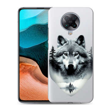 Силиконовый чехол на Xiaomi RedMi K30 Pro с принтом Волк в лесу