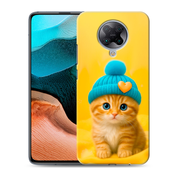 Силиконовый чехол на Xiaomi RedMi K30 Pro с принтом Котенок в шапке Силиконовый чехол на Xiaomi RedMi K30 Pro с принтом Котенок в шапке