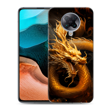 Силиконовый чехол на Xiaomi RedMi K30 Pro с принтом Золотой дракон