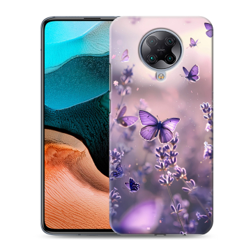 Силиконовый чехол на Xiaomi RedMi K30 Pro с принтом бабочки и лаванда