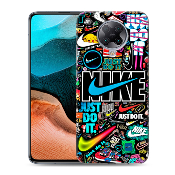 Силиконовый чехол на Xiaomi RedMi K30 Pro с принтом найк nike черный