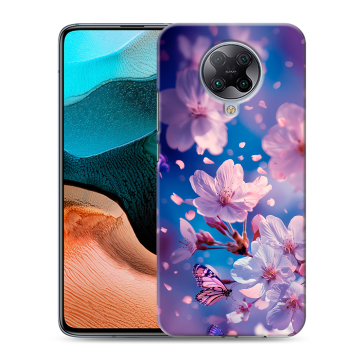Силиконовый чехол на Xiaomi RedMi K30 Pro с принтом цветы бабочки