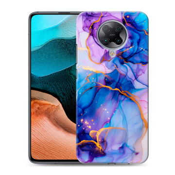 Силиконовый чехол на Xiaomi RedMi K30 Pro с принтом синий мрамор