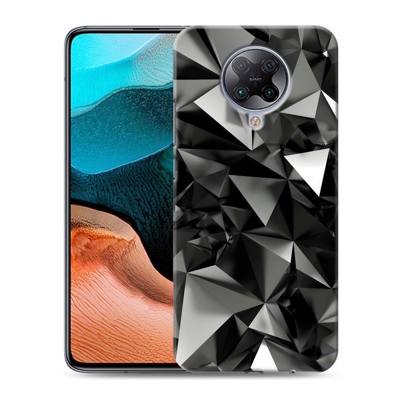 Силиконовый противоударный чехол на Xiaomi RedMi K30 Pro с принтом Черные кристаллы Силиконовый противоударный чехол на Xiaomi RedMi K30 Pro с принтом Черные кристаллы