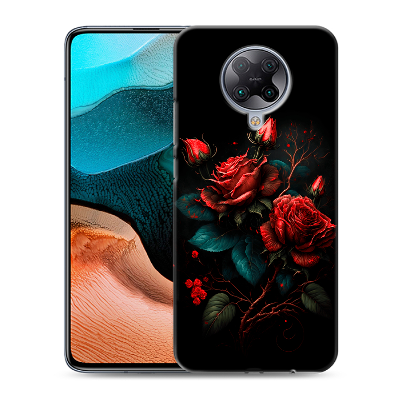 Силиконовый противоударный чехол на Xiaomi RedMi K30 Pro с принтом Розы красные Силиконовый противоударный чехол на Xiaomi RedMi K30 Pro с принтом Розы красные