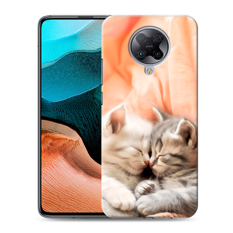 Силиконовый противоударный чехол на Xiaomi RedMi K30 Pro с принтом Котята Силиконовый противоударный чехол на Xiaomi RedMi K30 Pro с принтом Котята