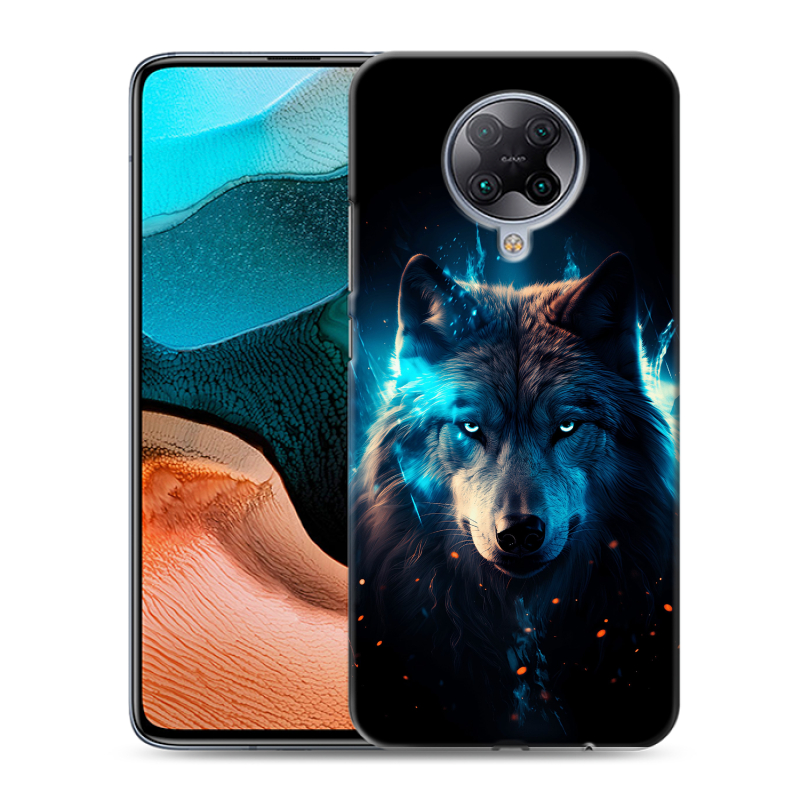 Силиконовый противоударный чехол на Xiaomi RedMi K30 Pro с принтом Волк ночной Силиконовый противоударный чехол на Xiaomi RedMi K30 Pro с принтом Волк ночной