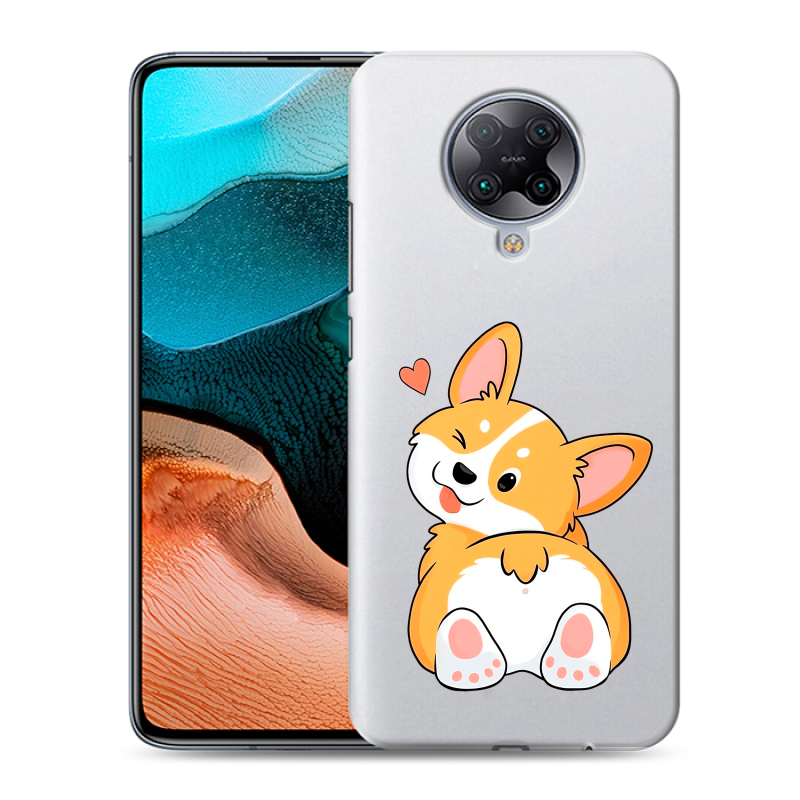 Силиконовый противоударный чехол на Xiaomi RedMi K30 Pro с принтом Корги Силиконовый противоударный чехол на Xiaomi RedMi K30 Pro с принтом Корги