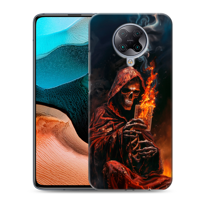 Силиконовый чехол на Xiaomi RedMi K30 Pro с принтом Скелет и карты Силиконовый чехол на Xiaomi RedMi K30 Pro с принтом Скелет и карты