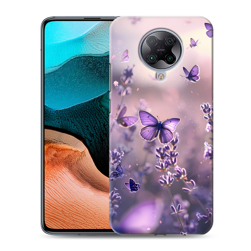 Силиконовый чехол на Xiaomi RedMi K30 Pro с принтом бабочки и лаванда Силиконовый чехол на Xiaomi RedMi K30 Pro с принтом бабочки и лаванда