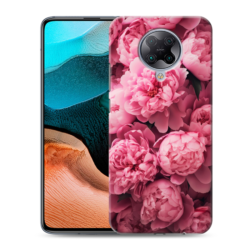 Силиконовый противоударный чехол на Xiaomi RedMi K30 Pro с принтом цветы пионы Силиконовый противоударный чехол на Xiaomi RedMi K30 Pro с принтом цветы пионы