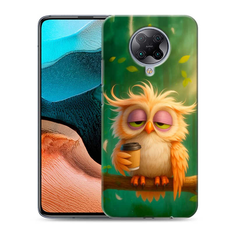Силиконовый противоударный чехол на Xiaomi RedMi K30 Pro с принтом сова Силиконовый противоударный чехол на Xiaomi RedMi K30 Pro с принтом сова