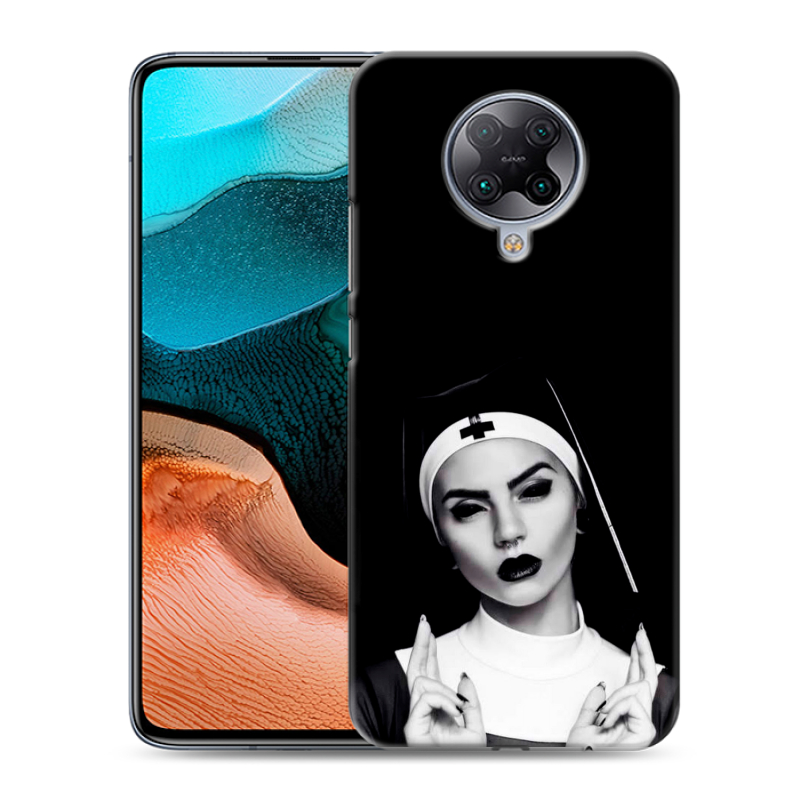 Силиконовый противоударный чехол на Xiaomi RedMi K30 Pro с принтом монашка Силиконовый противоударный чехол на Xiaomi RedMi K30 Pro с принтом монашка