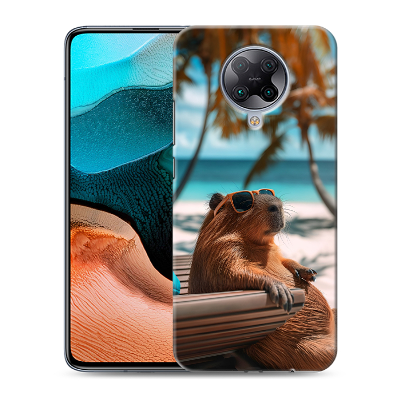 Силиконовый противоударный чехол на Xiaomi RedMi K30 Pro с принтом Капибара Силиконовый противоударный чехол на Xiaomi RedMi K30 Pro с принтом Капибара