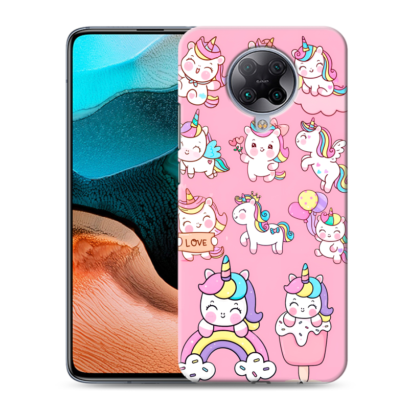 Силиконовый противоударный чехол на Xiaomi RedMi K30 Pro с принтом Единороги и радуга Силиконовый противоударный чехол на Xiaomi RedMi K30 Pro с принтом Единороги и радуга