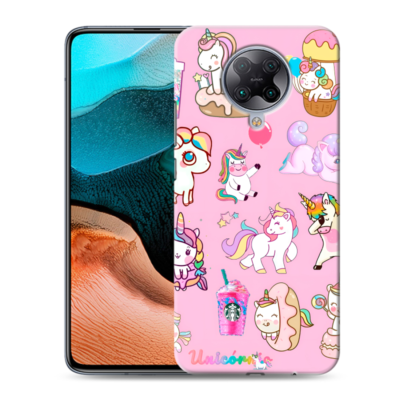 Силиконовый противоударный чехол на Xiaomi RedMi K30 Pro с принтом розовые единороги Силиконовый противоударный чехол на Xiaomi RedMi K30 Pro с принтом розовые единороги