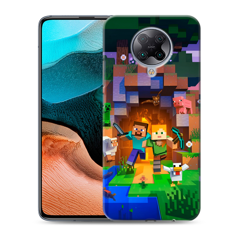 Силиконовый чехол на Xiaomi RedMi K30 Pro с принтом Майнкрафт Minecraft Силиконовый чехол на Xiaomi RedMi K30 Pro с принтом Майнкрафт Minecraft