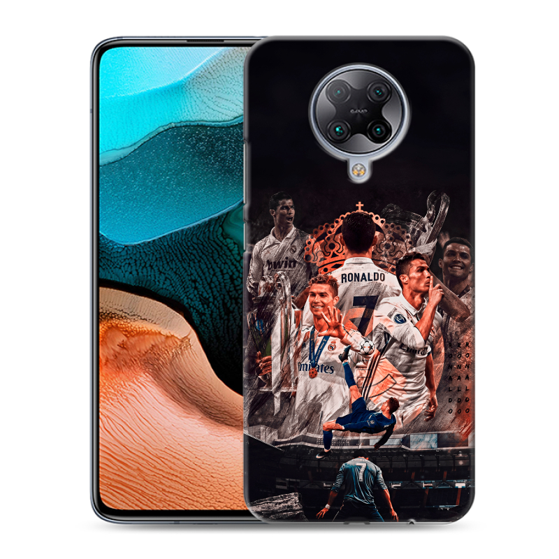 Силиконовый противоударный чехол на Xiaomi RedMi K30 Pro с принтом Реал Роналдо Real Ronaldo Силиконовый противоударный чехол на Xiaomi RedMi K30 Pro с принтом Реал Роналдо Real Ronaldo
