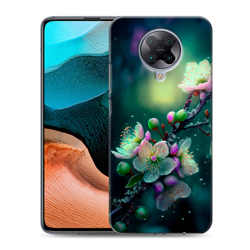 Силиконовый чехол на Xiaomi RedMi K30 Pro с принтом Цветы и мрамор Силиконовый чехол на Xiaomi RedMi K30 Pro с принтом Цветы и мрамор