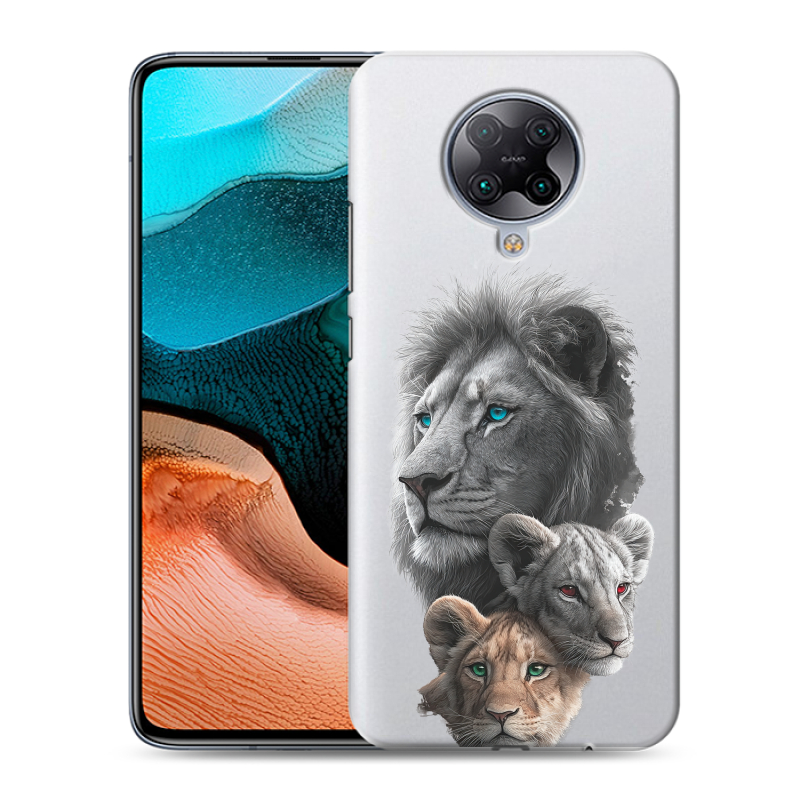 Силиконовый противоударный чехол на Xiaomi RedMi K30 Pro с принтом Львы Силиконовый противоударный чехол на Xiaomi RedMi K30 Pro с принтом Львы