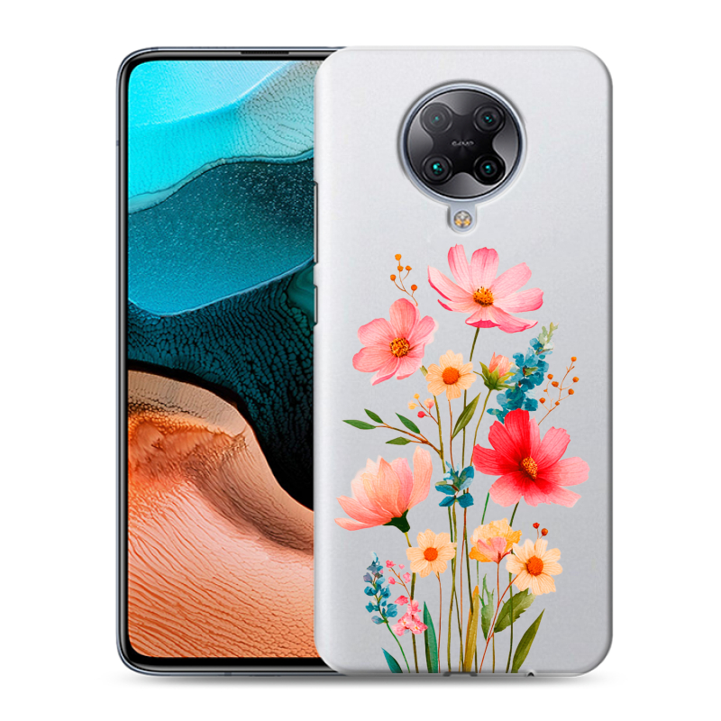 Силиконовый чехол на Xiaomi RedMi K30 Pro с принтом Цветы Силиконовый чехол на Xiaomi RedMi K30 Pro с принтом Цветы
