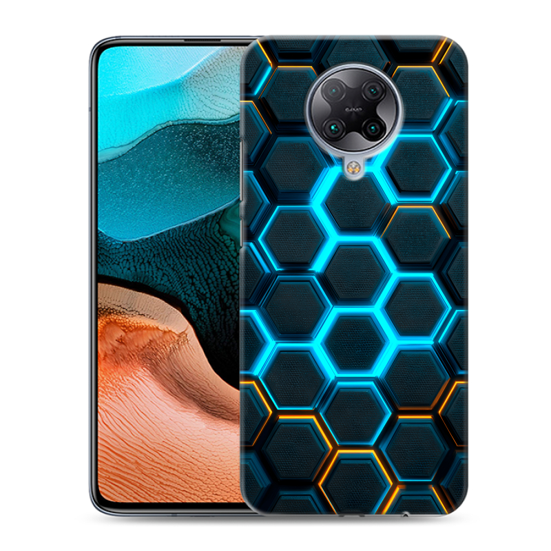Пластиковый чехол на Xiaomi RedMi K30 Pro с принтом Неоновые соты Пластиковый чехол на Xiaomi RedMi K30 Pro с принтом Неоновые соты