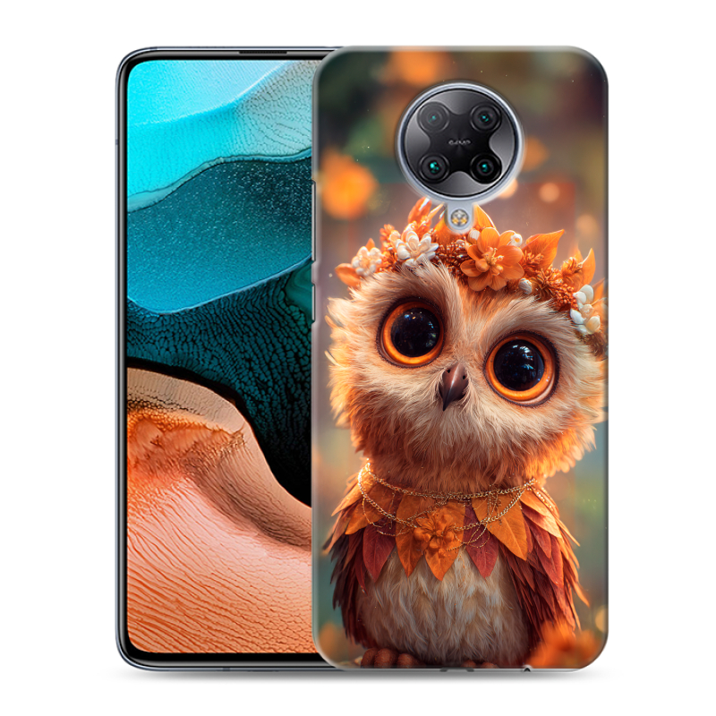 Силиконовый противоударный чехол на Xiaomi RedMi K30 Pro с принтом Милая сова Силиконовый противоударный чехол на Xiaomi RedMi K30 Pro с принтом Милая сова