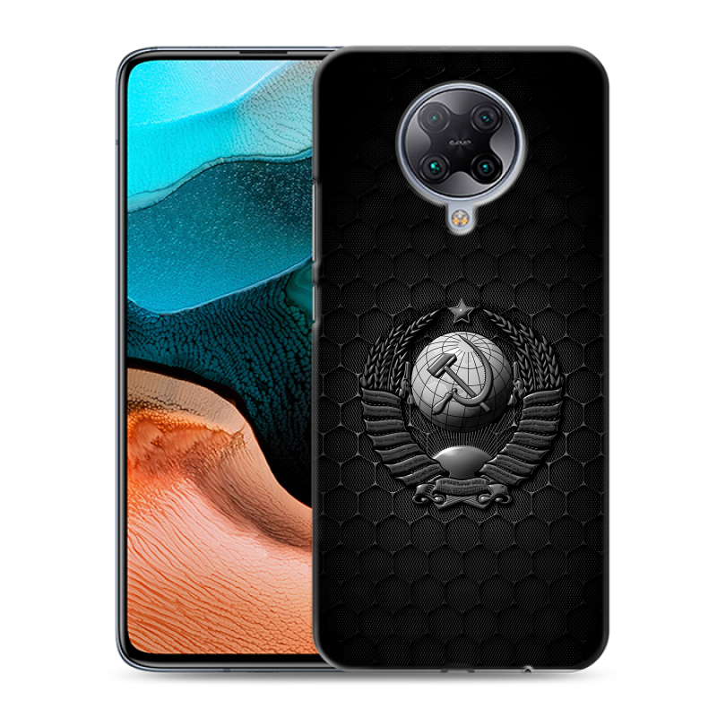 Силиконовый противоударный чехол на Xiaomi RedMi K30 Pro с принтом Герб Флаг СССР Силиконовый противоударный чехол на Xiaomi RedMi K30 Pro с принтом Герб Флаг СССР