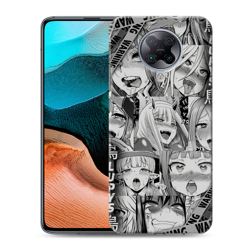 Силиконовый противоударный чехол на Xiaomi RedMi K30 Pro с принтом Ahegao Ахегао Аниме Силиконовый противоударный чехол на Xiaomi RedMi K30 Pro с принтом Ahegao Ахегао Аниме