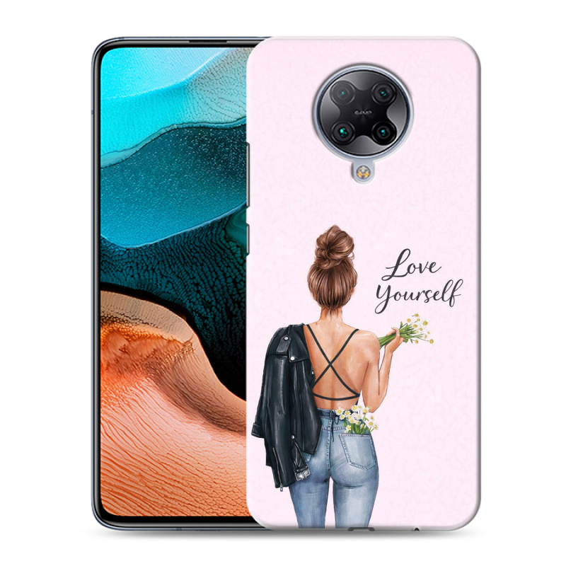 Силиконовый противоударный чехол на Xiaomi RedMi K30 Pro с принтом женский Силиконовый противоударный чехол на Xiaomi RedMi K30 Pro с принтом женский