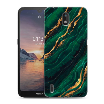 Силиконовый чехол на Nokia 1.3 с принтом Мрамор зеленое золото Силиконовый чехол на Nokia 1.3 с принтом Мрамор зеленое золото