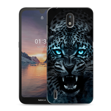 Силиконовый чехол на Nokia 1.3 с принтом Темный леопард Силиконовый чехол на Nokia 1.3 с принтом Темный леопард