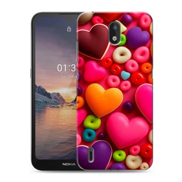 Силиконовый чехол на Nokia 1.3 с принтом Сердечки Силиконовый чехол на Nokia 1.3 с принтом Сердечки