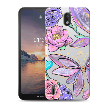 Силиконовый чехол на Nokia 1.3 с принтом Бабочки и цветы Силиконовый чехол на Nokia 1.3 с принтом Бабочки и цветы