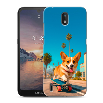 Силиконовый чехол на Nokia 1.3 с принтом Корги на скейте Силиконовый чехол на Nokia 1.3 с принтом Корги на скейте