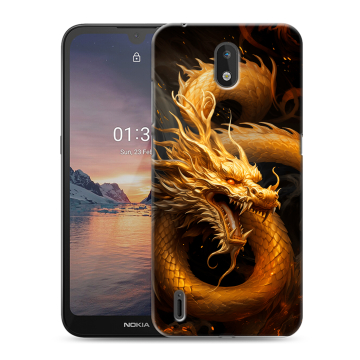 Силиконовый чехол на Nokia 1.3 с принтом Золотой дракон