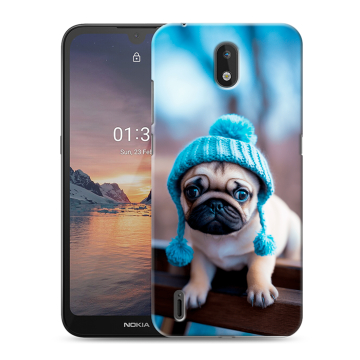 Силиконовый чехол на Nokia 1.3 с принтом Мопс в шапке Силиконовый чехол на Nokia 1.3 с принтом Мопс в шапке