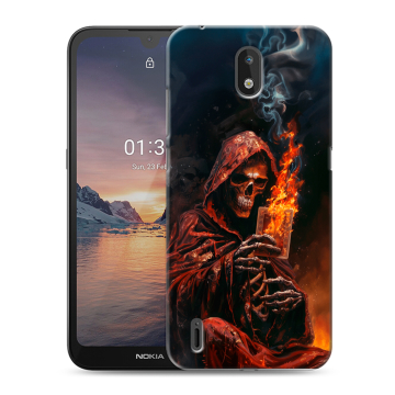 Силиконовый чехол на Nokia 1.3 с принтом Скелет и карты Силиконовый чехол на Nokia 1.3 с принтом Скелет и карты