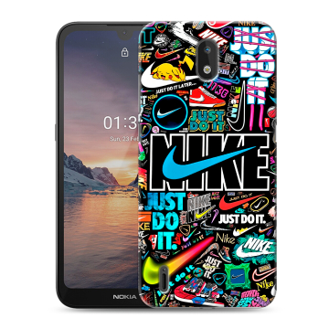 Силиконовый чехол на Nokia 1.3 с принтом найк nike черный