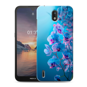 Силиконовый чехол на Nokia 1.3 с принтом голубые орхидеи Силиконовый чехол на Nokia 1.3 с принтом голубые орхидеи