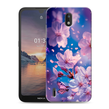 Силиконовый чехол на Nokia 1.3 с принтом цветы бабочки Силиконовый чехол на Nokia 1.3 с принтом цветы бабочки