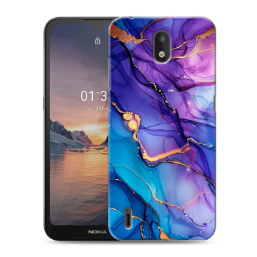 Силиконовый чехол на Nokia 1.3 с принтом синий мрамор Силиконовый чехол на Nokia 1.3 с принтом синий мрамор