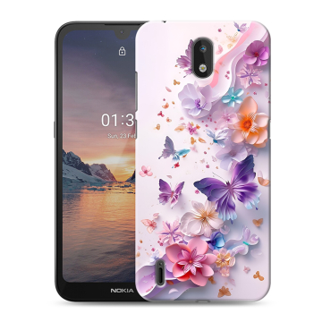 Силиконовый чехол на Nokia 1.3 с принтом цветы бабочки Силиконовый чехол на Nokia 1.3 с принтом цветы бабочки