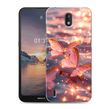 Силиконовый чехол на Nokia 1.3 с принтом бабочки розовые Силиконовый чехол на Nokia 1.3 с принтом бабочки розовые